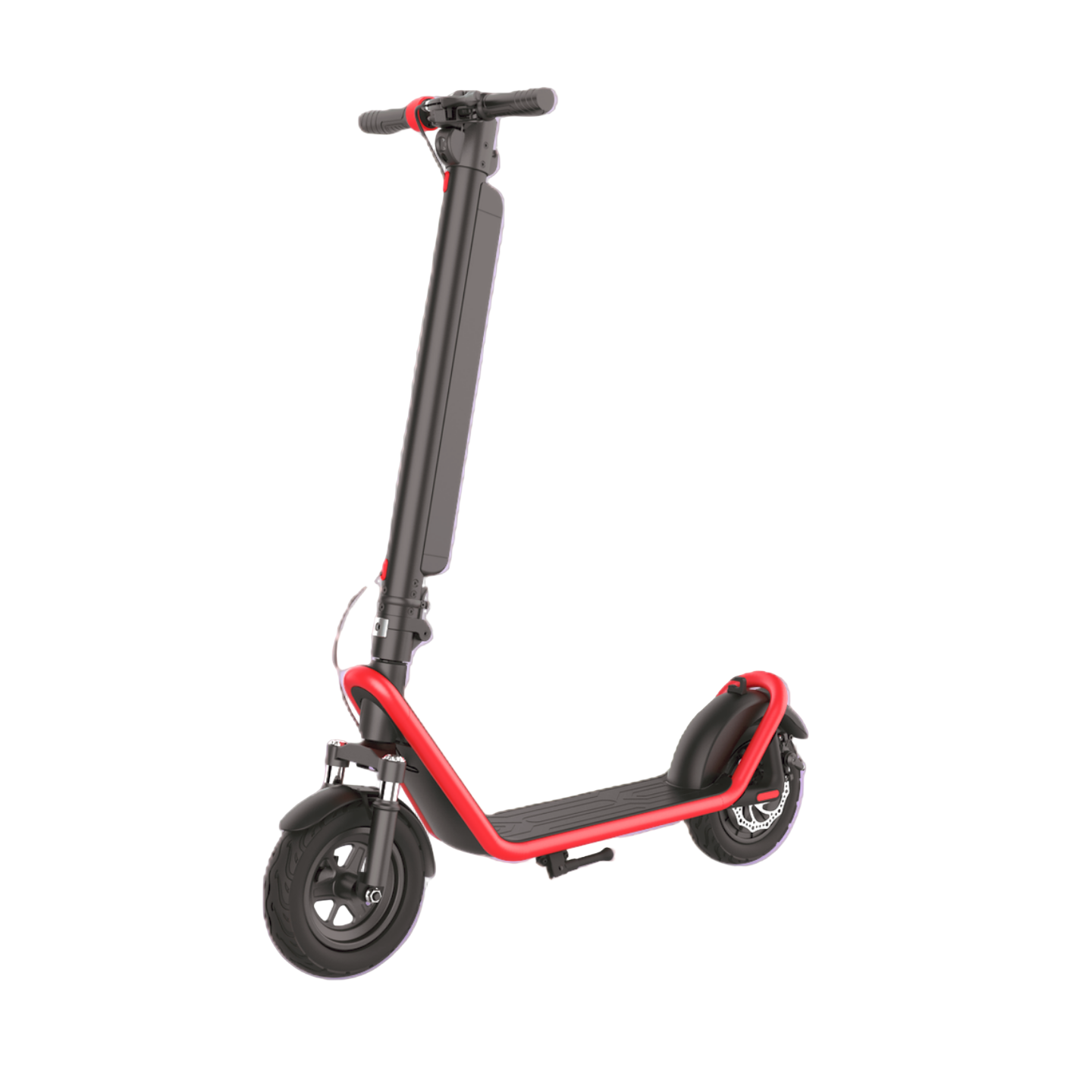 Red and black scooter on a purple background